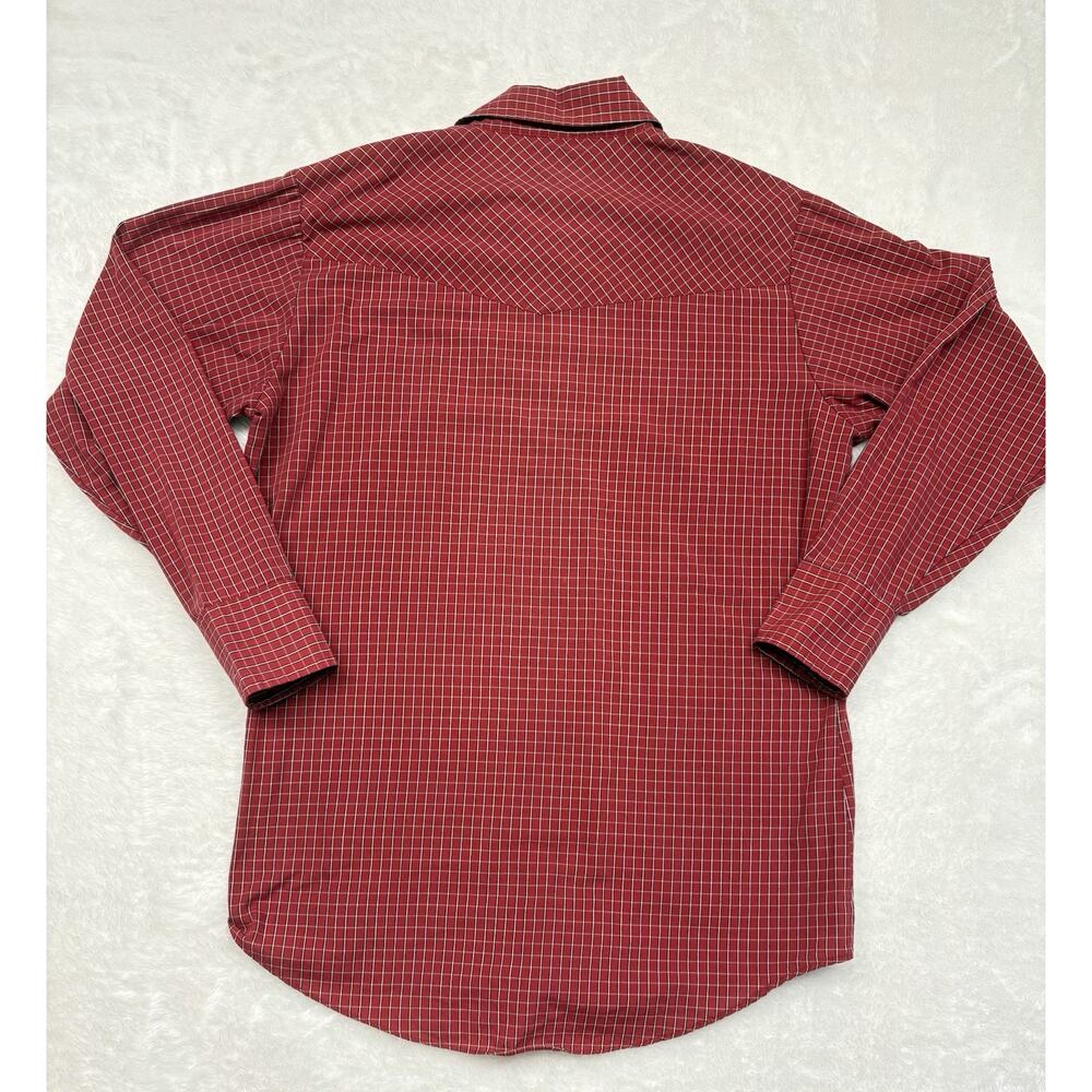Ely Cattleman Pearl Snap Long Sleeve Shirt Medium Red Plaid Rancher Western - Picture 7 of 8